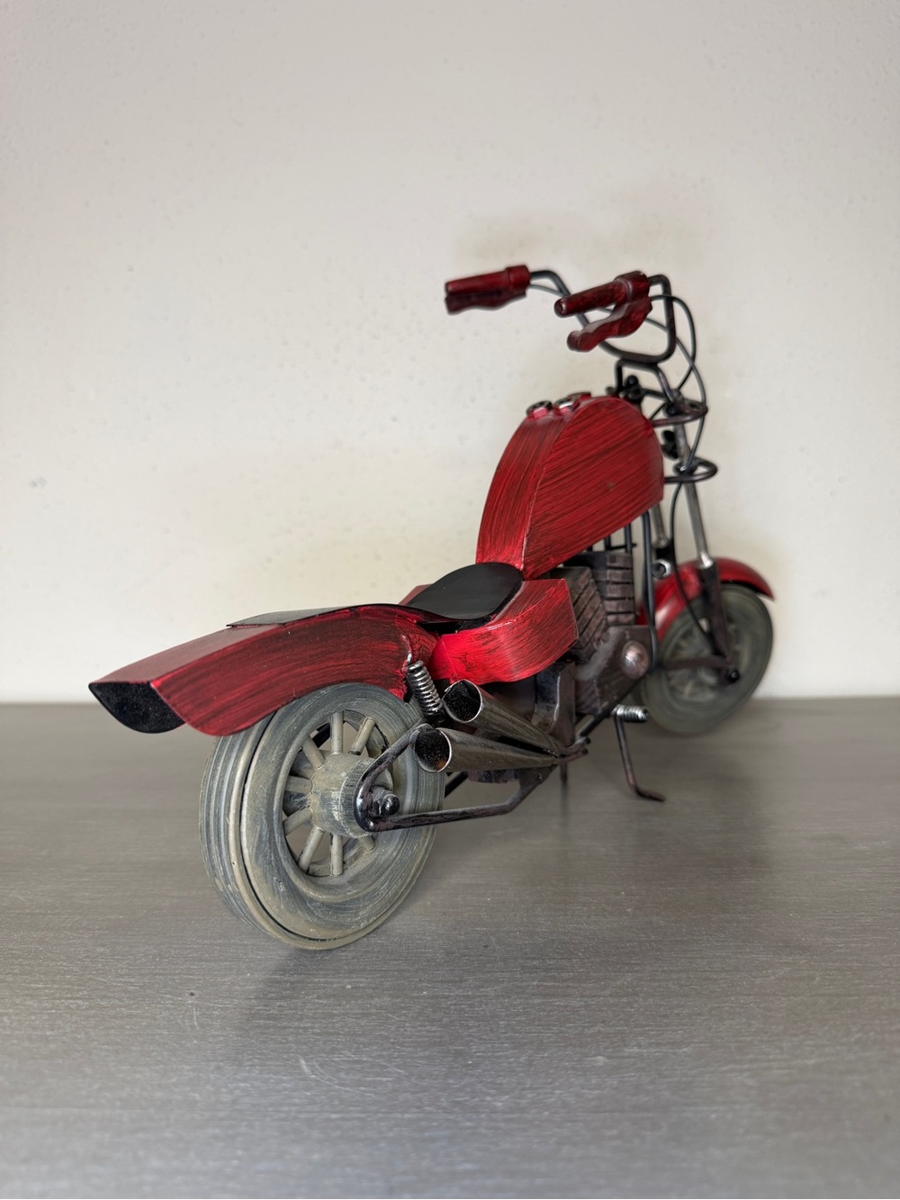 Handcrafted Motorcycle Art Sculpture Tabletop Home Decorative Metal 15” x9" Bike - Picture 3 of 7
